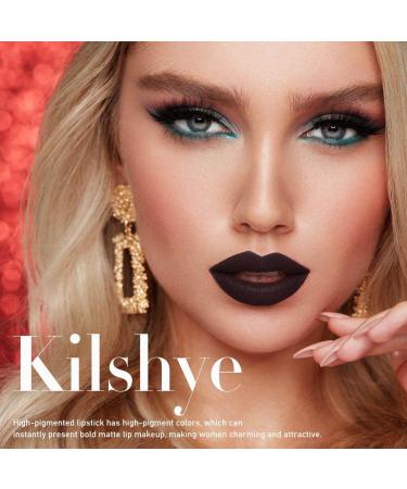 Kilshye Glitter Liquid Lipstick | High Pigment Matte Lip Gloss for Women & Girls | Shimmer Party Lips Makeup (Black) - International Shipping Available - Buy Online on GoSupps.com