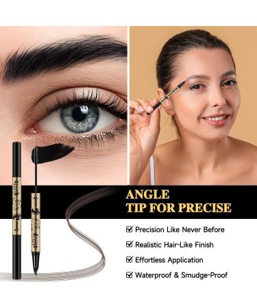 MOTIBACK Microblading Eyebrow Pen WaterResistant Eyebrow Pencil 2in1 DualEnd Eyebrow Brush Mascara for LongLasting Defined Eyebrows GrayBrown - Buy Online on GoSupps.com