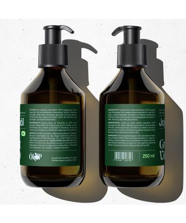  Mea Vita VitaFeel Organic Gold Jojoba Oil 2 x 250 ml with pump | 100% pure and cold-pressed Moisturizing care for skin and hair | Carrier oil for massage and aromatherapy Dry skin and - Buy Online on GoSupps.com