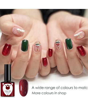 Red Gel Nail Polish Glitter Dark Red Burgundy Cherry Red Gel Polish Soak Off LED/UV Lamp Manicure Long Lasting Gel Nail Varnish for Christmas Women Nail Art Salon DIY Home - Buy Online on GoSupps.com