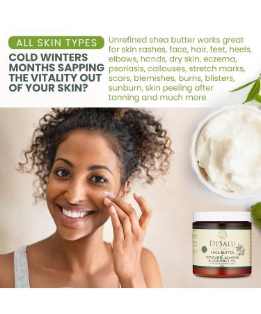 Desalu Naturals Pure Unrefined Shea Butter with Avocado, Almond, and Coconut Oil - 100% Natural African Shea Butter for All Skin Types - Buy Online on GoSupps.com