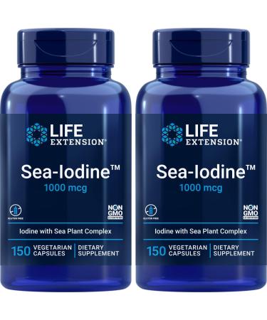Life Extension Sea Iodine 1000 mcg, 150 Veg Caps (Pack of 2) - Natural Iodine Supplement from Kelp and Bladderwack Natural 150 Count (Pack of 2)