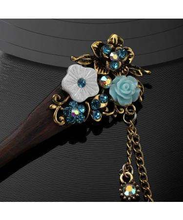 minkissy Wooden Hair Stick Vintage Bronze Hair Pin Chopsticks Traditional Flower Hairpin for Women Hair Styling (Blue) - Buy Online on GoSupps.com