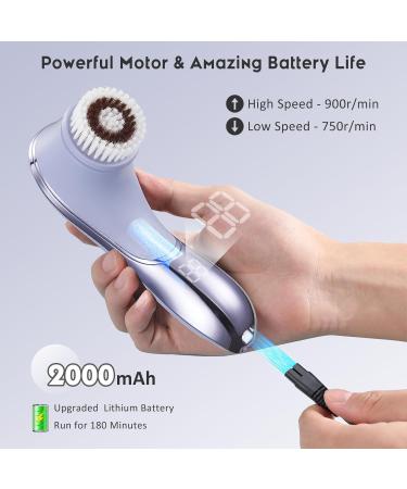 Rechargeable IPX7 Waterproof Facial Cleansing Brush - Electric Spin Exfoliator for Deep Cleansing & Blackhead Removal - Purple Face Scrubber & Massager - Buy Online on GoSupps.com