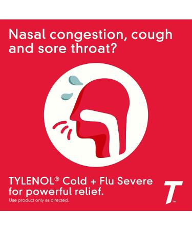 Tylenol Cold & Flu Severe Caplets - 24 ct Relief for Fever, Pain, Cough & Congestion - Buy Online on GoSupps.com
