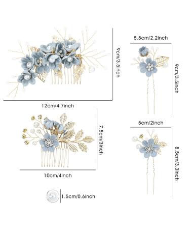 inSowni 20 Pack Classy Dusty Blue Flower Bridal Wedding Hair Side Combs and Hair Accessories - Perfect for Brides, Bridesmaids, and Prom - Light Blue Theme - Buy Online on GoSupps.com