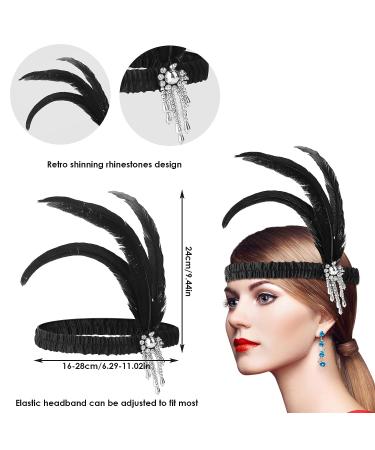 Feather Headband Flapper Headpiece for Kids - Soft & Comfortable 1920s Hair Accessories - Silver Tassel Black Feather - Party Decoration - Buy Online on GoSupps.com