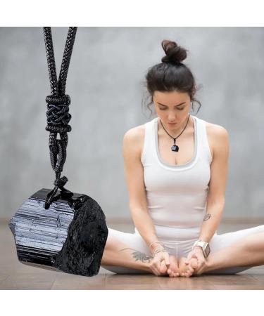 Crystal Necklace for Mental Health - Black Stone Spiritual Pendant for Meditation - Women's Pendant Necklaces for Working Home Shopping Dating Gathering Traveling Frifer - Buy Online on GoSupps.com