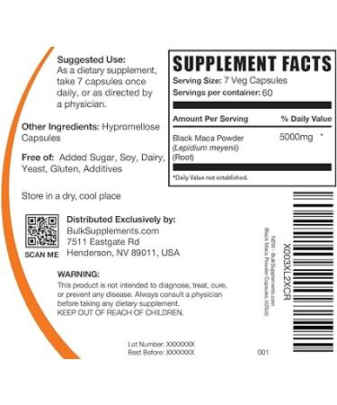 BULKSUPPLEMENTS-COM Black Maca Root Capsules - Black Maca Root Supplement Black Maca for Women & Men Black Maca Capsules - 7 Capsules per Serving (5000mg) 420 Veg Capsules - Buy Online on GoSupps.com