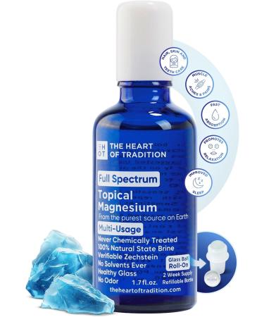 Full Spectrum Transdermal Magnesium Oil Roll On (Topical) with Glass Ball Roll-On 1.7oz Zechstein Magnesium Oil For Feet Sore Muscles Leg Cramp Fix & Running Recovery Refillable - Buy Online on GoSupps.com
