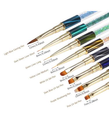 8x Nail Art Brush Set - UV Gel Liner & Gradient Painting Tools | Cat Eye Handle Manicure & Acrylic Brush Kit for Stunning Nail Designs - Buy Online on GoSupps.com