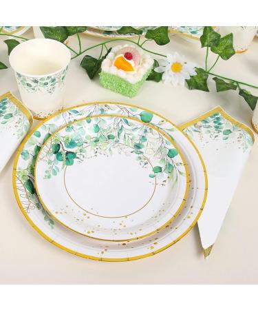 ecaqlin Green Paper Plates Set for 24 People Paper Sage Green Paper Plates and Napkins Cups Set for Birthday Supplies Wedding - Buy Online on GoSupps.com