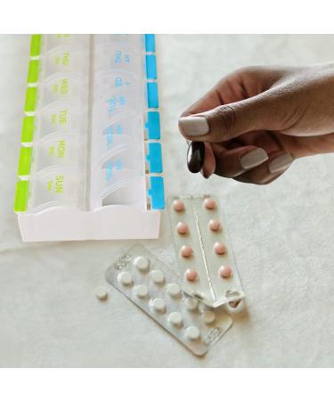 BYVOV AM PM 7 Day Pill Organizer - Large Weekly Travel Case for Vitamins Supplements & Medications - Twice a Day Medication Reminders - Buy Online on GoSupps.com