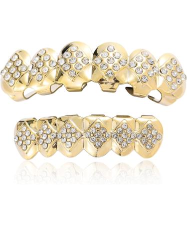 18K Gold-Plated Diamond-Shaped six-Tooth Braces with Silver Upper Teeth - Buy Online on GoSupps.com