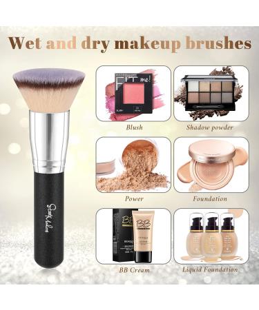 Start Makers Flat Top Kabuki Foundation Brush - Premium Synthetic Full Coverage Powder Brush for Flawless Makeup Application (Black) - Buy Online on GoSupps.com