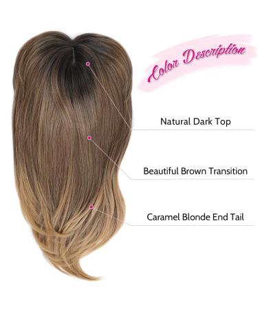 Ms Taj Hair Topper 18 Brown with Dark Root | Long Layered Synthetic Hair Piece for Thinning Hair | Clip-in Add Volume for Women - Buy Online on GoSupps.com