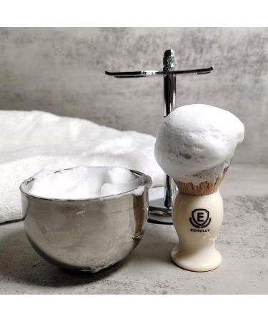 Premium 4 in 1 Shaving Brush Kit for Men - Vegan Brush Sandalwood Soap Stainless Steel Bowl & Stand | Perfect Gift (Ivory White - Buy Online on GoSupps.com
