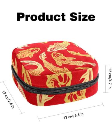 Chinese Style Koi Carp Fish Ladies Portable Period Bag | Bandage Storage for Menstrual Cup & Accessories | Ideal for Women & Teen Girls - Buy Online on GoSupps.com