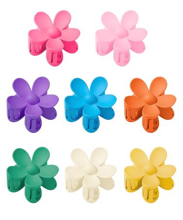 Flower Claw Clips for Hair  8PCS 3In Matte Flower Hair Clips for Women Strong Hold Hair  Big Cute Flower Clips for Hair Floral