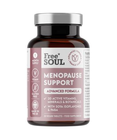 Menopause Supplement for Women - High Strength Support During Menopause - 20 Active Ingredients Plus PABA & SOYA Isoflavones - 1 Month Supply - Advanced Single Serve Tablets - Gluten Free - Free Soul