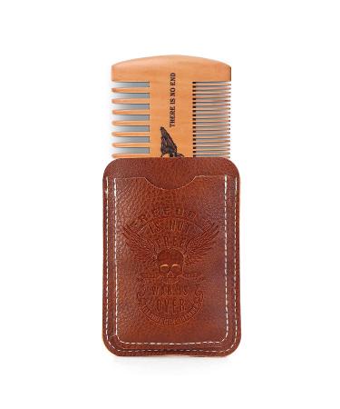 Skull Wings Design Wooden Beard Comb Kit - Handmade Gifts for Men - Dad & Mustache Grooming Set (2 Pcs) - Buy Online on GoSupps.com