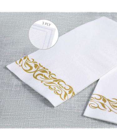 200 Pack Gold Paper Napkins Guest Towels - Premium 3-Ply Disposable Dinner Napkins for Parties, Weddings & Events - Soft, Absorbent Kitchen Napkins - Buy Online on GoSupps.com