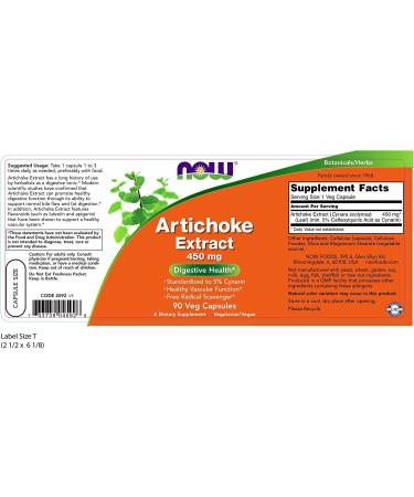 Now Foods Artichoke Extract 450 mg - 90 Veg Capsules for Digestive Health - Buy Online on GoSupps.com