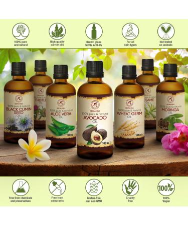 Pure Cold Pressed Avocado Oil 100ml - Intensive Care for Face Body & Hair - Glass Bottle - Nourishing Body Care Oil - Buy Online on GoSupps.com