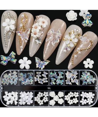 Flower Nail Art Charms - 60pcs Glitter Decals & Acrylic Studs for Women's DIY Manicures - Buy Online on GoSupps.com