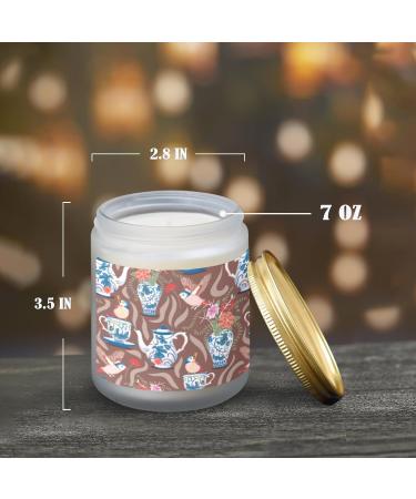 Buy Long Lasting Vanilla Scented Candles - Aromatherapy Jar Candles Gift Set for Women - 7 oz Blue Crockery Garden Tea Bird Design - Buy Online on GoSupps.com