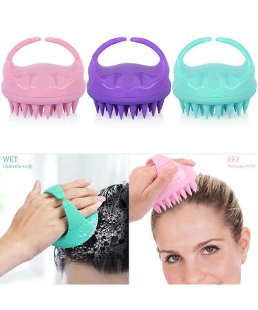 3-Piece Silicone Hair Scalp Massager Set - Shower Scrubber for Dandruff Removal in Multi Colors - Buy Online on GoSupps.com