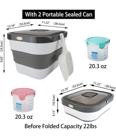 Kesoin Pet Food Storage Container - Airtight Foldable Bin with Scoop - 13L Capacity (Grey) - Buy Online on GoSupps.com