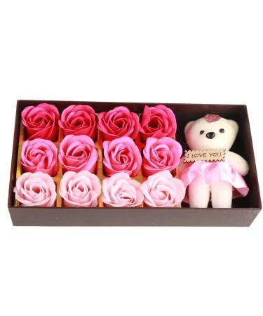 Fdit Romantic Rose Flower Soap Body Soap Floral Bath Soap Rose Bath Soap Rose Flower Petals Plant Essential Oil Soap Rose Soap (pink gradient)