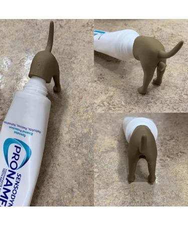 Dog Internal Form Toothpaste Lid & Dispenser - Creative Funny Caps for Kids & Adults (Brown & Gray) - Buy Online on GoSupps.com
