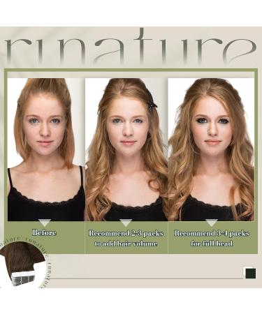 Runature Real Hair Extensions Tape - 25cm Brown Short Hair 20 Pieces Invisible Tape-in Human Hair #4 30g - Buy Online on GoSupps.com