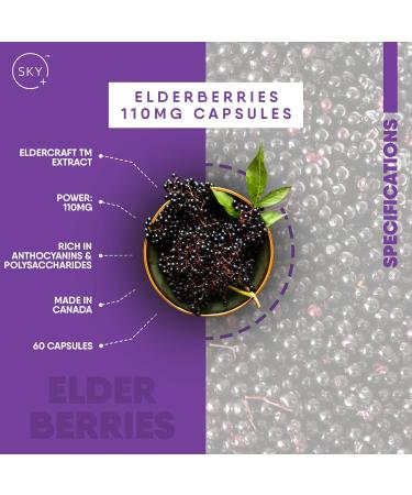ElderCraft Elderberry Capsules | 60 Veggie Capsules | European Black Elderberry Extract Supplement to Help Relieve Symptoms of Cold Flu & Sore Throat | Non-GMO Verified | Sky Nutritionals 60 count (Pack of 1) - Buy Online on GoSupps.com