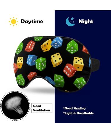 Varicoloured Dice Sleep Mask Eye Cover - Adjustable Strap for Men and Women - Blocks Light for Night Travel and Nap - Buy Online on GoSupps.com