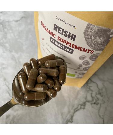 Cupplement - Reishi Extract Capsules 60 pieces - Extract 20:1 - Organic - 400 MG per capsule - Powder Free - Supplement - Superfood - Mushroom - Mushroom - Buy Online on GoSupps.com