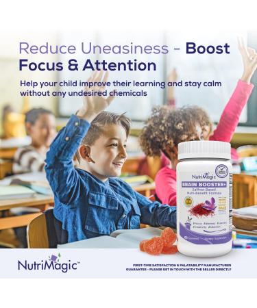 NutriMagic Kids Brain Booster with Saffron Extract and Essential Vitamins - 60 Vegan Gummies for Focus, Memory, and Mood Support - Buy Online on GoSupps.com