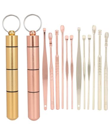Earwax Remover Kit Earwax Earwax Remover Kit Earwax Remover Kit Stainless Steel Ear Spoon Scoop Ear Wax Pick Earwax Cleaning Tool (Rose Gold+Gold)