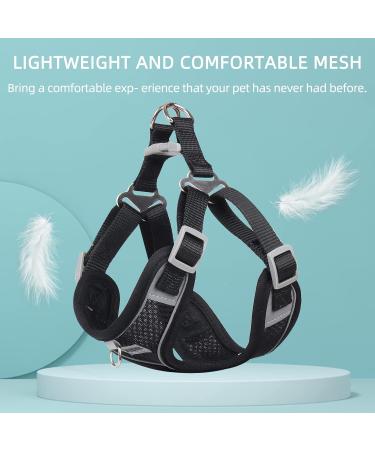 Rennaio No Pull Dog Harness & Leash Set - Adjustable Ultra Breathable Padded Puppy Dishes for Small & Medium Dogs - Black M - Buy Online on GoSupps.com