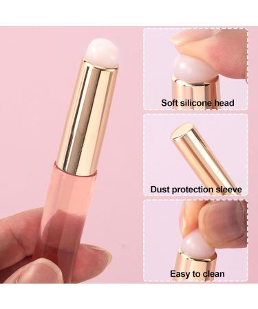 2pcs Silicone Lip Brush Set - Portable Round Head Applicator for Lipstick Lip Gloss & Makeup - Reusable Tool with Cover - Pink - Buy Online on GoSupps.com