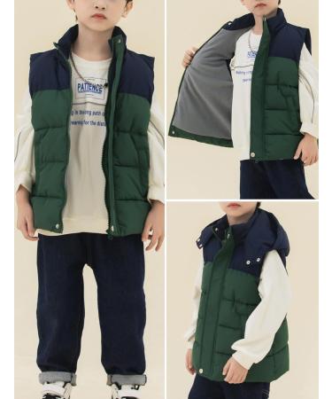 Happy Cherry Kids Winter Puffer Vest Jacket - Lightweight & Water Resistant Hoodie Gilet for Boys & Girls, Windproof Down Vest - 6-7 Years, Green - Buy Online on GoSupps.com