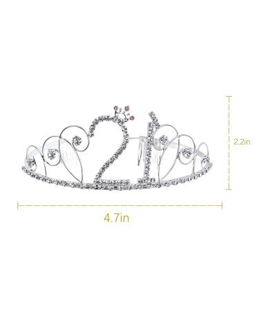 AUEAR Crystal Birthday Tiara - Rhinestone Princess Crown | Silver Diamante Crown for 21st Birthday Gift - Buy Online on GoSupps.com