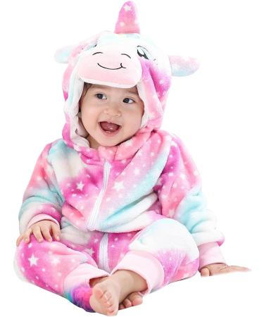 Baby Girls Toddler Hooded Fleece Sleepsuit Onesie | Pink Flannel Pyjamas Jumpsuit 12-18 Months - Buy Online on GoSupps.com