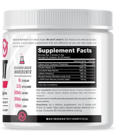 Outwork Nutrition Pre-Workout Supplement with Nootropics - Tropical Candy Flavor | Energy & Mental Focus | 226g - Buy Online on GoSupps.com