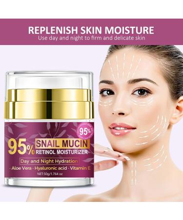 Retinol Cream for Face with Hyaluronic Acid Snail Mucin Face Moisturizer with Retinol Day & Night Lifting & Firming Moisturizer Nourishing Anti Aging Repair Cream for All Skin Types 1.76 Fl Oz - Buy Online on GoSupps.com