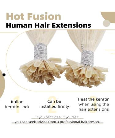 Ugeat Nail Tip Real Hair Extensions - White Blonde #60A 45cm Remy U-Tips 50g Fusion Bonded 18 Inch Recovery Hair - Buy Online on GoSupps.com