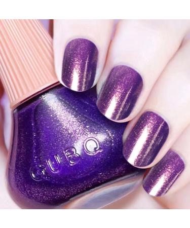 DouborQ Glitter Nail Polish Charm Purple Glimmer Long-lasting Sequins Nail Art Varnish (16) Charm Purple-16