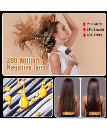 Hair Dryer Hairdryers for Women with 110 000 RPM Brushless Motor for Fast Drying 200 Million Negative Ion Rotating Magnetic Nozzle Low Noise Travel Hairdryer Lightweight Hairdryer White - Buy Online on GoSupps.com
